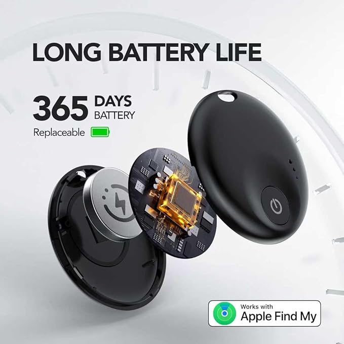 Air Trackers -4 Pack: Bluetooth Tracker Tag, Item Finder Works with Find My App, Trakcer Tag Locator for Your Keys, Wallet, Luggage, Backpack, and More. (Black-4-Dual, 4)