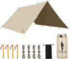 FREE SOLDIER Camping Tarp Waterproof Portable Multifunctional Outdoor Traveling Awning Backpacking Shelter Rain Tarp (Beige 10×10.5ft)