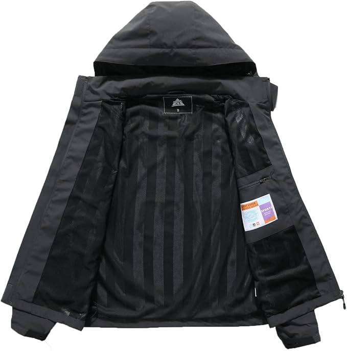 MOERDENG Women's Waterproof Rain Jacket Lightweight Raincoat Hooded Hiking Jacket Softshell Windbreaker