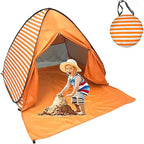 Pop Up Beach Tent Shade Sun Shelter UPF 50+ Canopy Cabana 2-3 Person for Adults Baby Kids Outdoor Activities Camping Fishing Hiking Picnic Touring (Orange Stripes)