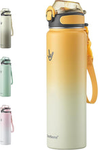 Enerbone 32 oz Insulated Water Bottle, Stainless Steel Bottle with Carrying Strap, Double-Wall Vacuum Insulation Design, Leakproof Sports Bottle with Straw, Keep Drinks Cold or Hot for Hours