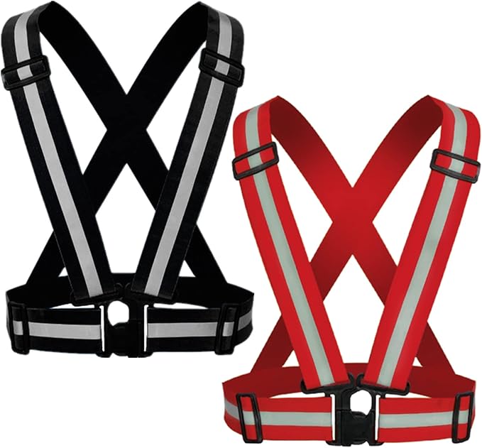Reflective Strap Safety Vest Gear - 2-10 Pack Adjustable High Visible Reflective Running Gear for Women Men Night