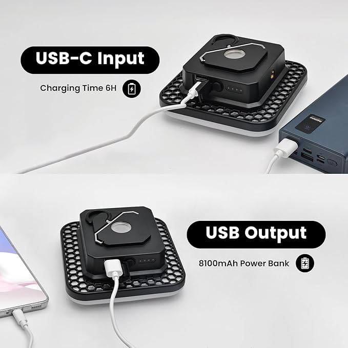 Rechargeable Tent Light, 5 Light Modes & Stepless Dimming, with Magnetic Base & Hook, IP65, Electric Lantern for Camping/Outdoor/Home/Hiking.