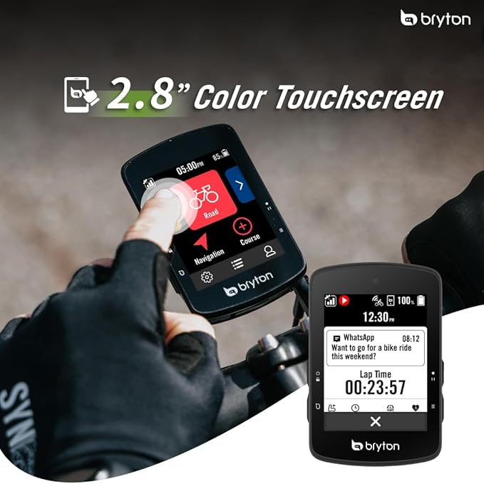 Bryton Rider S510 Sensor Bundle 2.8 Inch Color LCD Touchscreen GPS Bike/Cycling Computer, Offline USA Map, Compatible with Bike Radar, 30hrs Long Battery Life, Waterproof