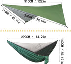 Portable Single Double Nylon High Strength Parachute Hammock Rainfly Set, Camping Hammock with Rain Fly Tarp and Mosquito Net Tent Tree Straps, Backpacking Hiking Travel Yard Outdoor Activities