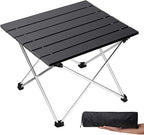 Grope Portable Camping Table with Aluminum Table Top, Folding Beach Table Easy to Carry, Prefect for Outdoor, Picnic, BBQ, Cooking, Festival, Beach, Home (Black-L)