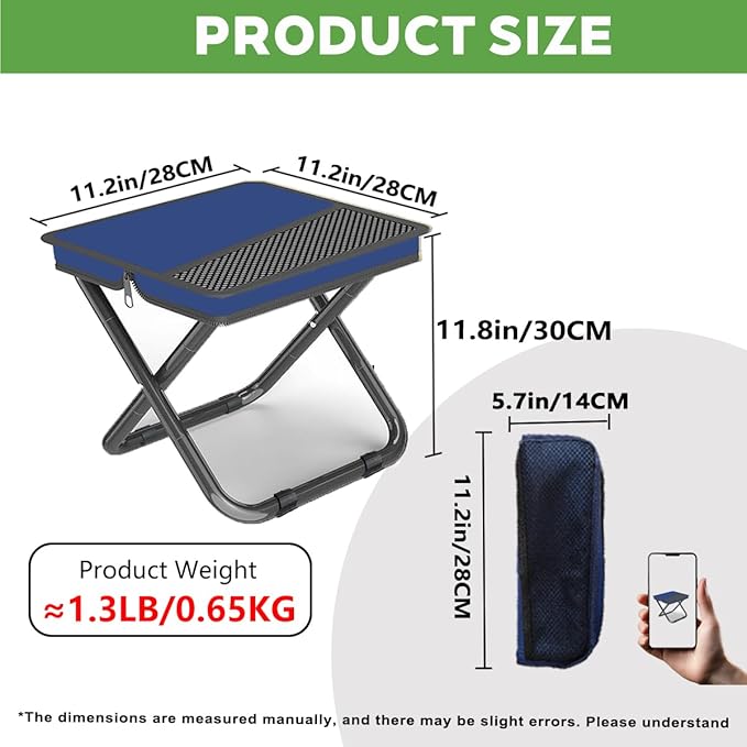 2-in-1 Collapsible Camping Stool & Sling Bag / 220LB Load Capacity Folding Portable Fishing Stool/Collapsible Stool for Camping, Hiking, Fishing, Gardening & Beach Outdoor Activities