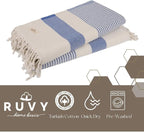 Ruvy Home Basics 2 Pack Turkish Beach Towels – Oversized Quick-Dry Bath Towels (40 x 72 Inches) – 100% Cotton Large Towels for Pool, Yoga, Travel, Camping Essentials, and Bathroom Decor - Navy