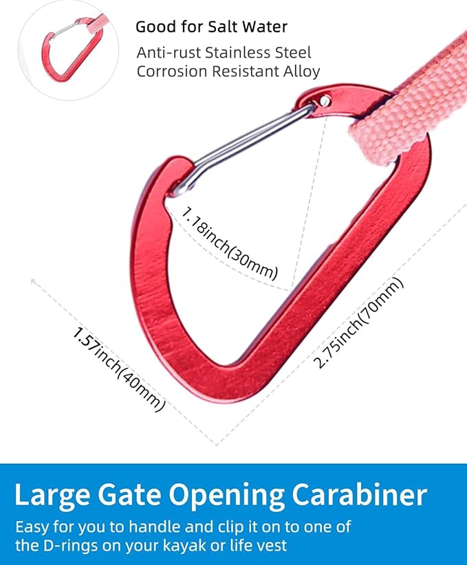 OCEANBROAD Kayak Paddle Leash Stretchable Strap Lanyard Rope for SUP Kayaking Boating Canoeing Fishing Pole Rod 4-7 Feet