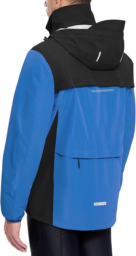 baleaf Men's Rain Jacket Waterproof Windbreaker Raincoat Running Cycling Hiking Gear Hood Lightweight Reflective Packable