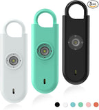 Fauxomor 140dB Personal Safety Alarm for Women, 3 Pack Safe Alarm Protection Keychain with Strobe Light & Low Battery Notice, Security Siren Self Defense for Seniors College Girls, White+Green+Black