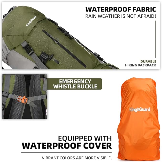 70L Camping Hiking Backpack with Rain Cover Waterproof Backpacking Backpack for Hiking Treeking Climbing Outdoor