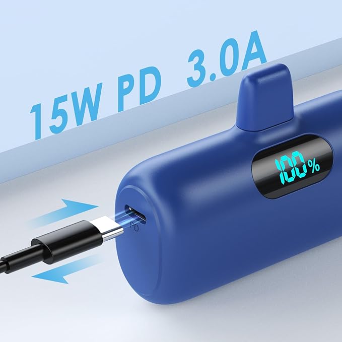 [2 Pack]Small Portable Charger for iPhone14/13,Upgraded 5000mAh PD Fast Charging Power Bank,Mini Portable Phone Charger Compatible with iPhone 14/14 Pro Max/13/13 Pro/12 Pro/11/XR/X/8/7/6-Black+Blue
