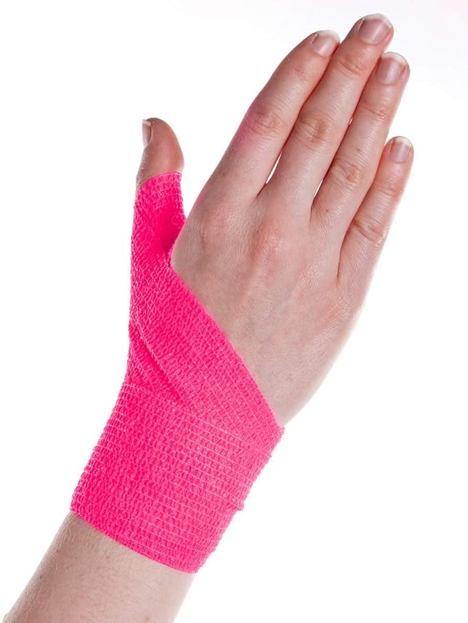 RISEN Cohesive Bandage 2” x 5 Yards, 6 Rolls, Self Adherent Wrap Medical Tape, Adhesive Flexible Breathable First Aid Gauze Ideal for Stretch Athletic