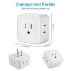 Multi Plug Outlet Extender, FiiMan 5 Outlet Splitter Wall Adapter, 3-Prong Grounded Outlet to The Side, Flat Wall Plug Side Access Adapter, 5 Way Outlet Extender Tap, White (1 Pack)