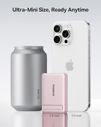 Baseus Picogo Power Bank, Smallest Qi2 Certified 15W MagSafe Portable Charger, 0.5" Ultra Slim 5000mAh Magnetic Battery Pack with Stand, Alloy Wireless Charger for iPhone 17 Pro Max/17 Air/16 Series