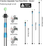 SANLIKE Telescoping Tarp Pole Heavy Duty Tent Poles, 33"-86.6"/94" Thickened Tube Collapsible Stainless Steel Canopy Poles for Camping Backpacking Hiking Awning Sun Sails Outdoor Sports, Set of 2