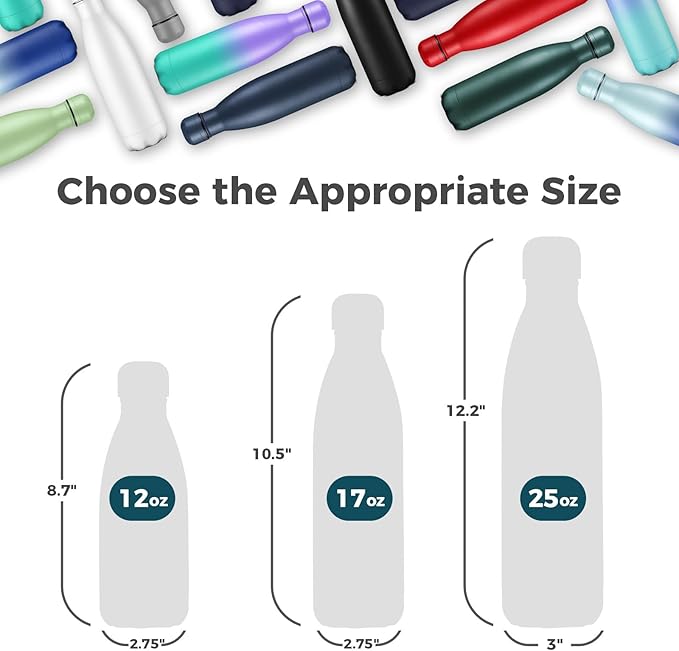 Volhoply 25oz Insulated Water Bottle 1/2/4 Pack, Double Wall Stainless Steel Vacuum Bottles, Keeps Cold & Hot, BPA Free Leak Proof Bottles (Dark Night,1 Pack)