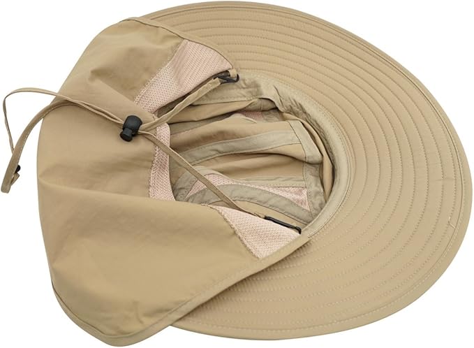 Home Prefer UPF 50+ Mens Wide Brim Fishing Hat with Neck Flap Sun Hat for Men Women Sun Protection Cap