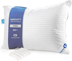Continental Bedding | Serenity Goose Down Pillow | 700 Fill Power Hungarian White Down | 400TC Cotton Damask Shell | Made in USA | Firm, King with Protector