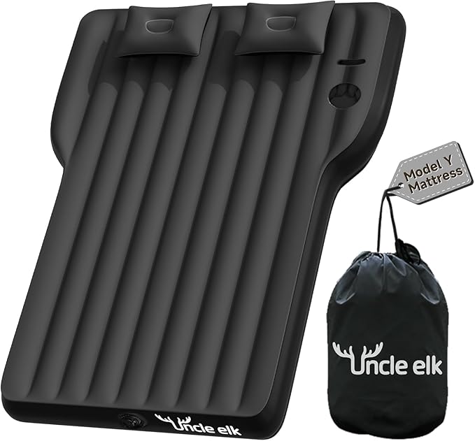 Tesla Model Y Mattress, Inflatable SUV Mattress for Portable Camping Mattress, Foldable Air Mattress with Air Pump and Storage Bag for Tesla Model Y and SUV Travel, Black