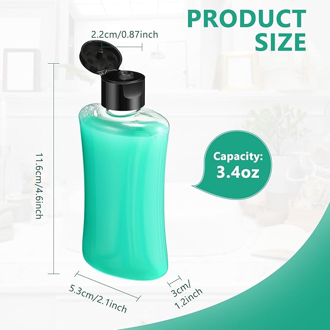 Domensi 50 Pcs 3.4 oz Travel Bottles with Flip Cap Clear Plastic Travel Size Containers Portable Leak Proof Squeeze Bottle Refillable Empty Cosmetic Containers for Liquid Shampoo Lotion
