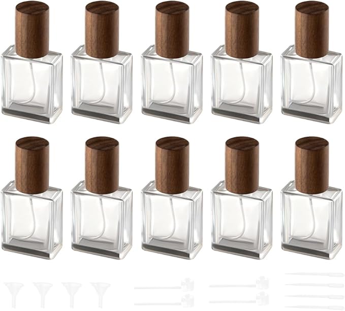 Perfume Atomizer, Glass Perfume Container,Travel Bottle Refillable, Empty Portable Leakproof Frangrance Spray Bottle (10pcs 15ml/0.5oz)