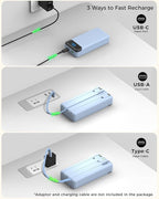 Portable Charger 40000mAh Power Bank Built-in Cable Battery Pack, PD 22.5W Fast Charging Portable Phone Charger 4 Output 3 Input, Compatible with iPhone 16 15 14 13 Samsung Google iPad (Blue)