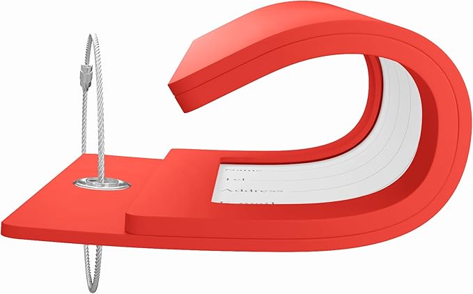Gostwo 2 Pack Luggage Tags for Suitcases, 26 Initial Letter Travel Luggage Baggage Identification Labels ID Tag Fully Bendable Tags with Stainless Steel Loop (Red) (Letter R)