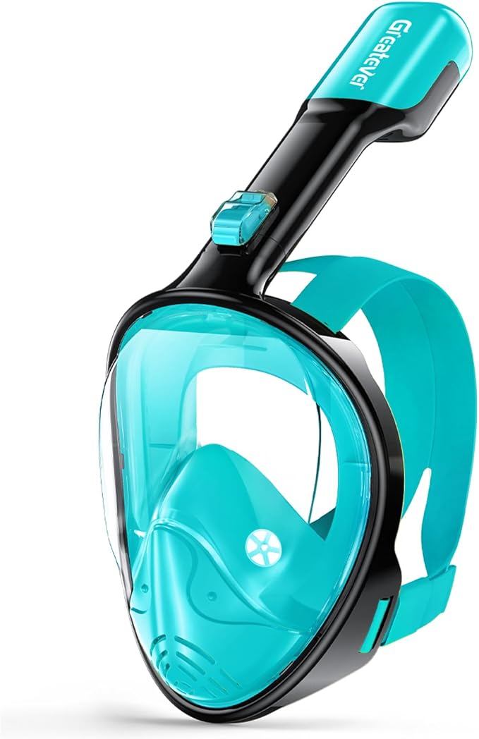 Greatever Full Face Snorkel Mask, Snorkeling Gear for Adults with Latest Dry Top Breathing System and Detachable Camera Mount, Foldable Snorkel Mask Adult, Snorkels Anti-Fog & Anti-Leak
