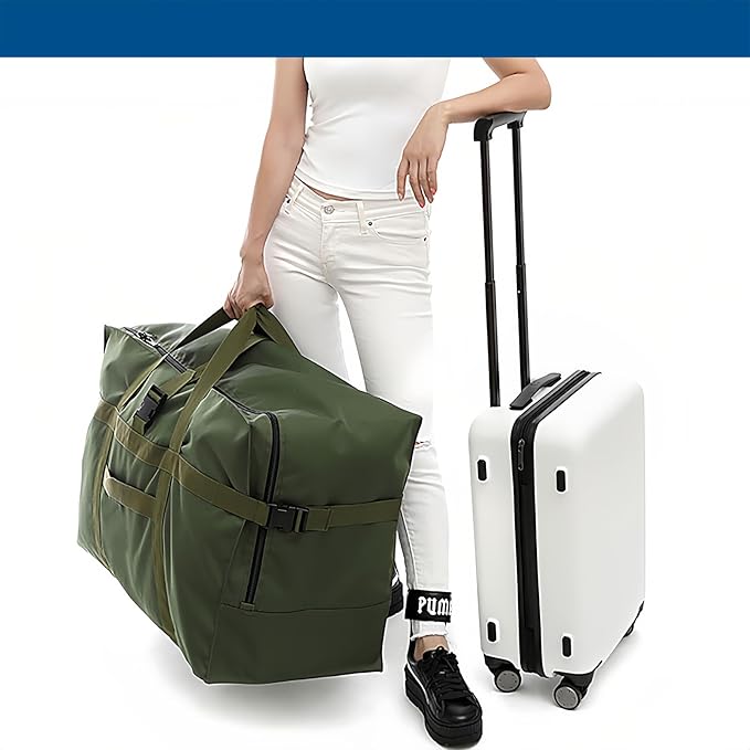 Large Duffel Bag, Waterproof Carry on Weekend Overnight Storage Bag over Luggage for Airline, Travel, Camping, Moving