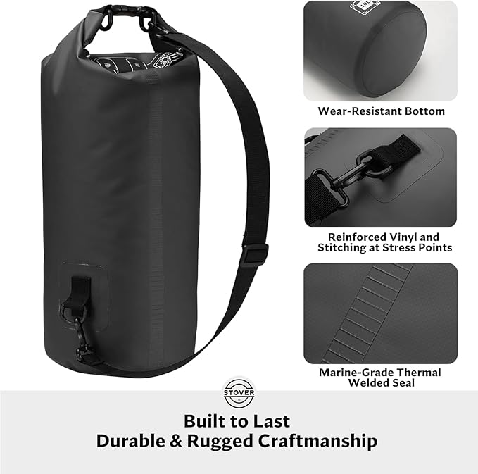 STOVER 5/10/25/30/40/55L Waterproof Backpack- Floating Dry Bag for Kayaking, Travel, Beach, Hiking, & Camping, Men/Women