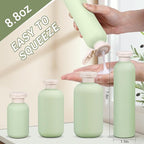ASEVAT 8.8oz 4Pcs Green Plastic Refillable Travel Shampoo and Conditioner Bottles Plastic Refillable Travel Shampoo Bottles with Flip Cap Shampoo and Conditioner Dispenser