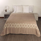 Thick Alpaca Wool Blanket Heavyweight Camping Outdoors Indoors Soft Peruvian Blankets Queen Size Ethnic Design (Beige - Ivory, Queen)