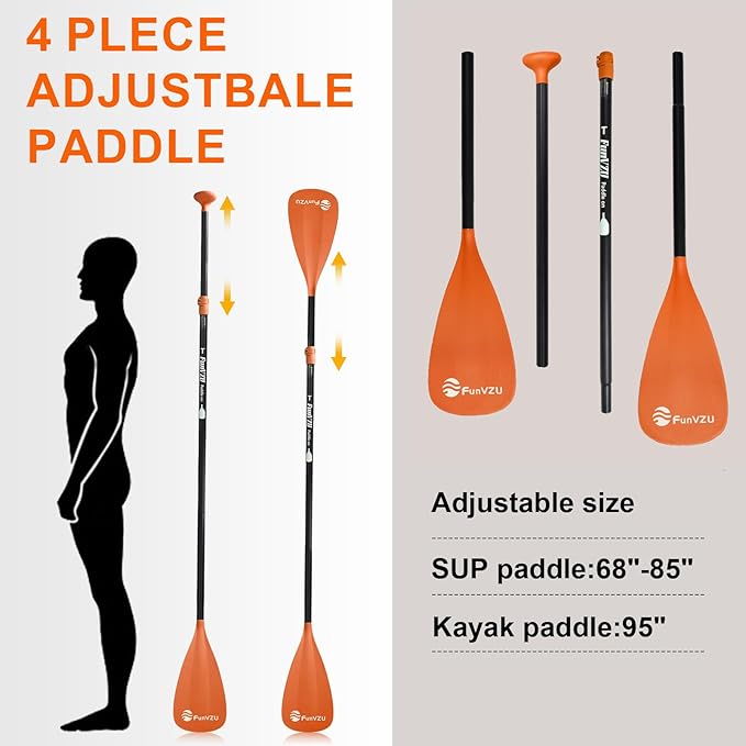 SUP Paddle, Stand Up Paddle Board Paddle Lightweight Adjustable 4-Piece Aluminium Kayak Paddles, Unique Lock Design Floating Alloy Shaft Paddle for Paddle Board