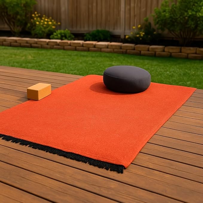 Open Road Goods Solid Color Mexican Yoga Blanket – Large Handwoven Throw for Yoga, Beach, Camping or Home – Soft and Durable Cotton Blend