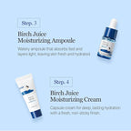 ROUND LAB Birch Juice Moisturizing Mini Kit, 4-Step Travel Size Skincare Set (Cleanser, Toner, Serum, Cream), Daily Skin Care Routine Trial Kit for Acne-Prone and Sensitive Skin, Korean Skin Care