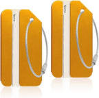 Aluminum Luggage Tags, Luggage Tag Holders for Travel Luggage Baggage Identifier by Ovener (2Pack Gold)