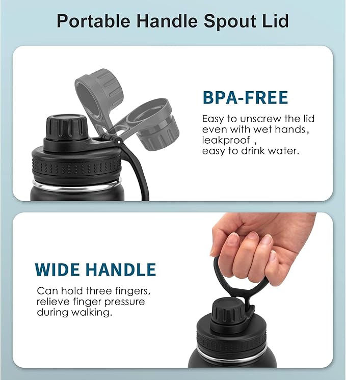 koodee Insulated Water Bottle, 18 oz Stainless Steel Double Wall Vacuum Wide Mouth Sport Bottle with Leakproof Spout Lid (Canyon Red)