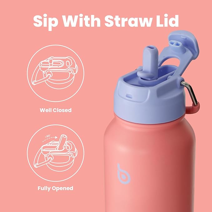 BOTTLE BOTTLE 32oz Insulated Water Bottle Stainless Steel Sport Water Bottle with Straw Dual-use Lid Design for Gym with Pill Box