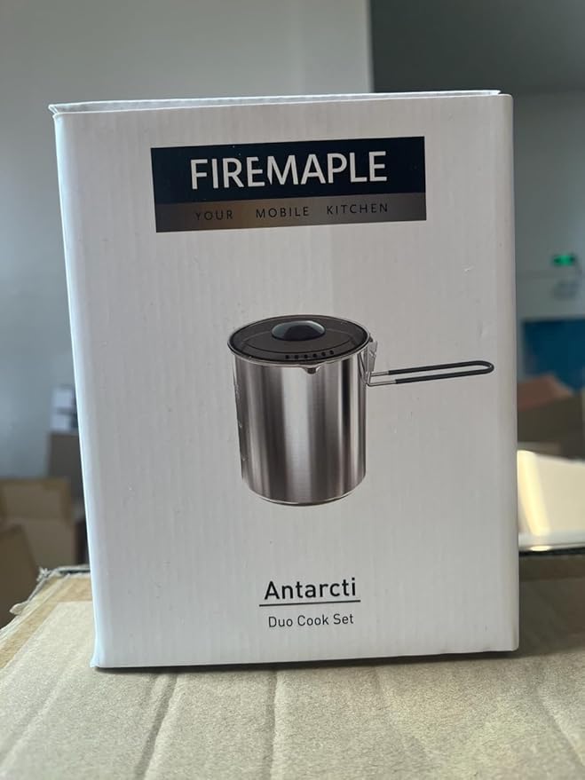 Fire Maple Antarcti Duo Cook Set | 1.2L Stainless Steel Camping Cookware Set | Foldable Camp Mess Kit with Utensils | Outdoor Camping Pot (Canister NOT Included)