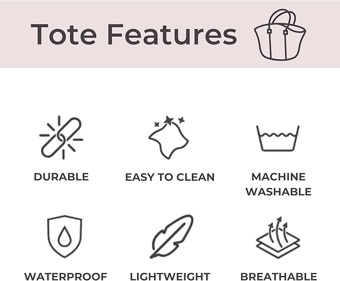 POPUPS Large Neoprene Tote Bag for Women – Stylish Work, Beach, Travel Bag with Pockets, Rope Handles with Zipper Pouch