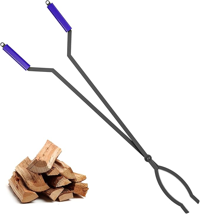 IDZO 40" Fireplace Tongs, Heavy Duty Steel Fire Tongs, Log Grabber, Firewood Tongs & Fire Pit Tools for Fire Pits, Campfires, Fire Rings, Backyard Deck, Suitable for Indoor & Outdoor Use