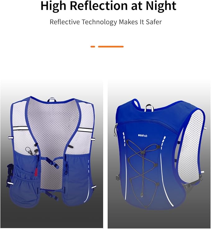 ECOHUB Running Hydration Vest Backpack,Lightweight Breathable Pack with 2L Water Bladder Bag Daypack for Hiking Trail Running Cycling Race Marathon for Women Men