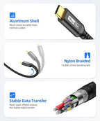SUNGUY 10Gbps Android Auto USB C Cable,3A USB 3.1 Gen 2 Fast Charge & Data Transfer CarPlay Cable, for iPhone 17/16/15 Pro Max, Samsung T7, Galaxy S23 S22 Ultra Note 20, SSD- Black 1.5FT [5-Pack]