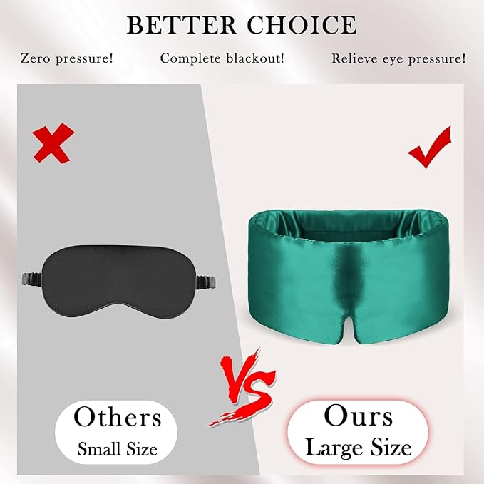 Mulberry Silk Sleep Mask – 100% Silk Sleep Masks for Women, Anti-Wrinkle, Light Blocking Eye Cover, Adjustable for Travel & Beauty (Green)