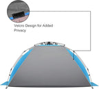 Oileus XX-Large Beach Tent Sun Shelter for 5-6 Person Portable Sun Shade Instant Pop Up Tent for Beach with Carrying Bag, Stakes, 6 Sand Pockets, Anti UV for Fishing Hiking Camping Blue