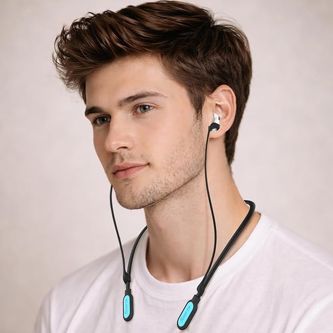 Compatible Airpods Strap, Silicone Anti-Lost Strap Connector Sports Neckband Compatible for Airpods Pro 3/2/1, Air Pod 4, 3, 2, 1, Black with Light Blue