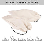 LAKE OF FIRE 8 Pcs Single Shoe Bags for Travel - 18"X9" Packing Shoe Travel Bags for Suitcase, Shoes (Beige)