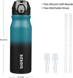 BJPKPK Water Bottle With Straw 25oz Insulated Water Bottles Reusable Stainless Steel Metal Thermo With Leak Proof Lockable Lid And Carry Handle,Indigo Black